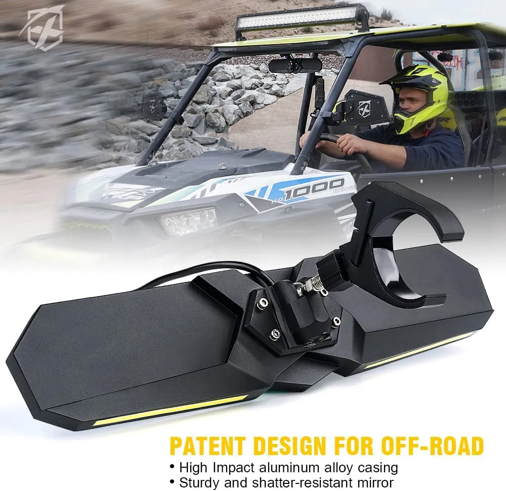 13" UTV Rearview Center Mirror, w/ COB LED Lights & Rocker Switch