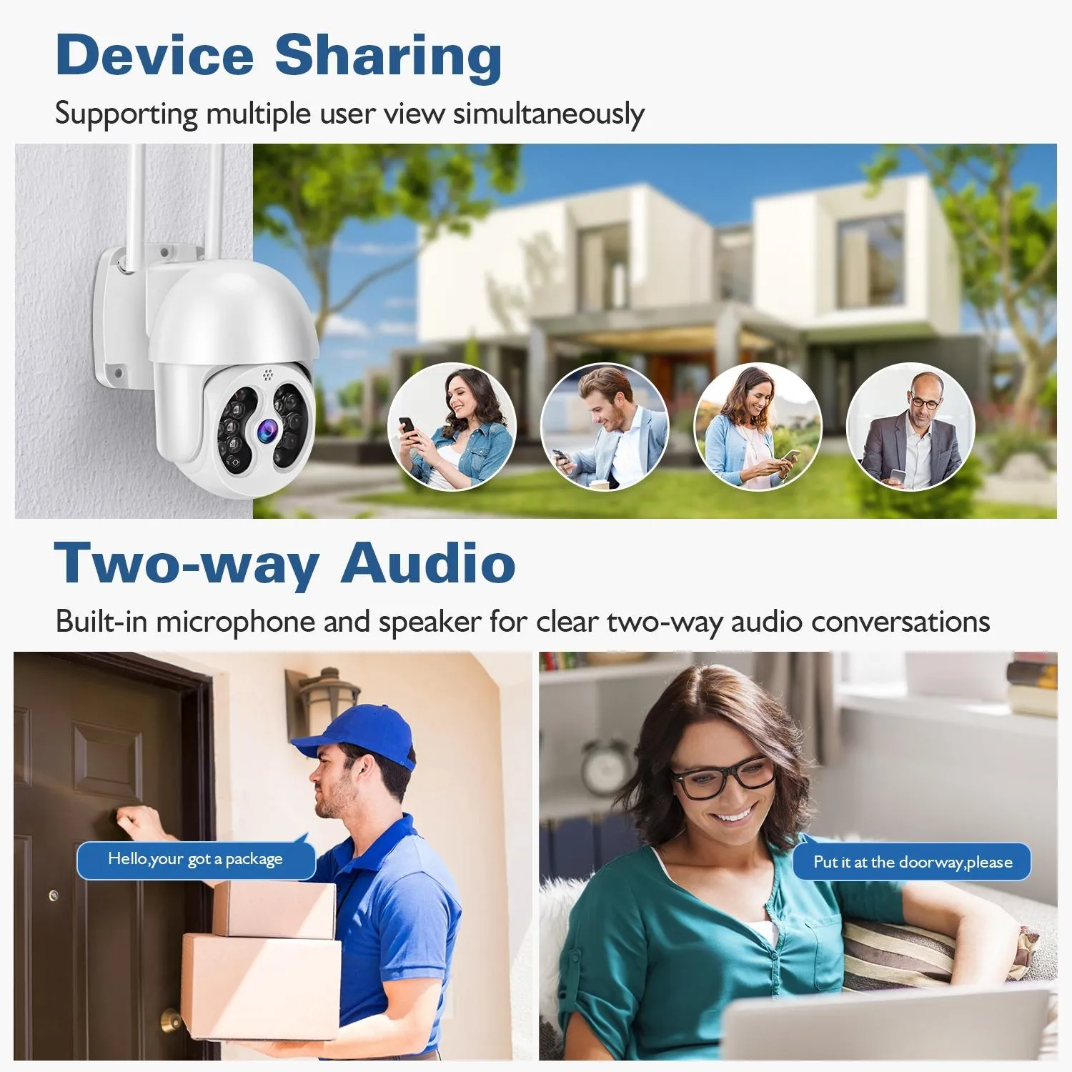 2.4G Wireless IP Camera | 3.0MP Waterproof | Two-Way Audio | Full Color Night Vision | TF Card