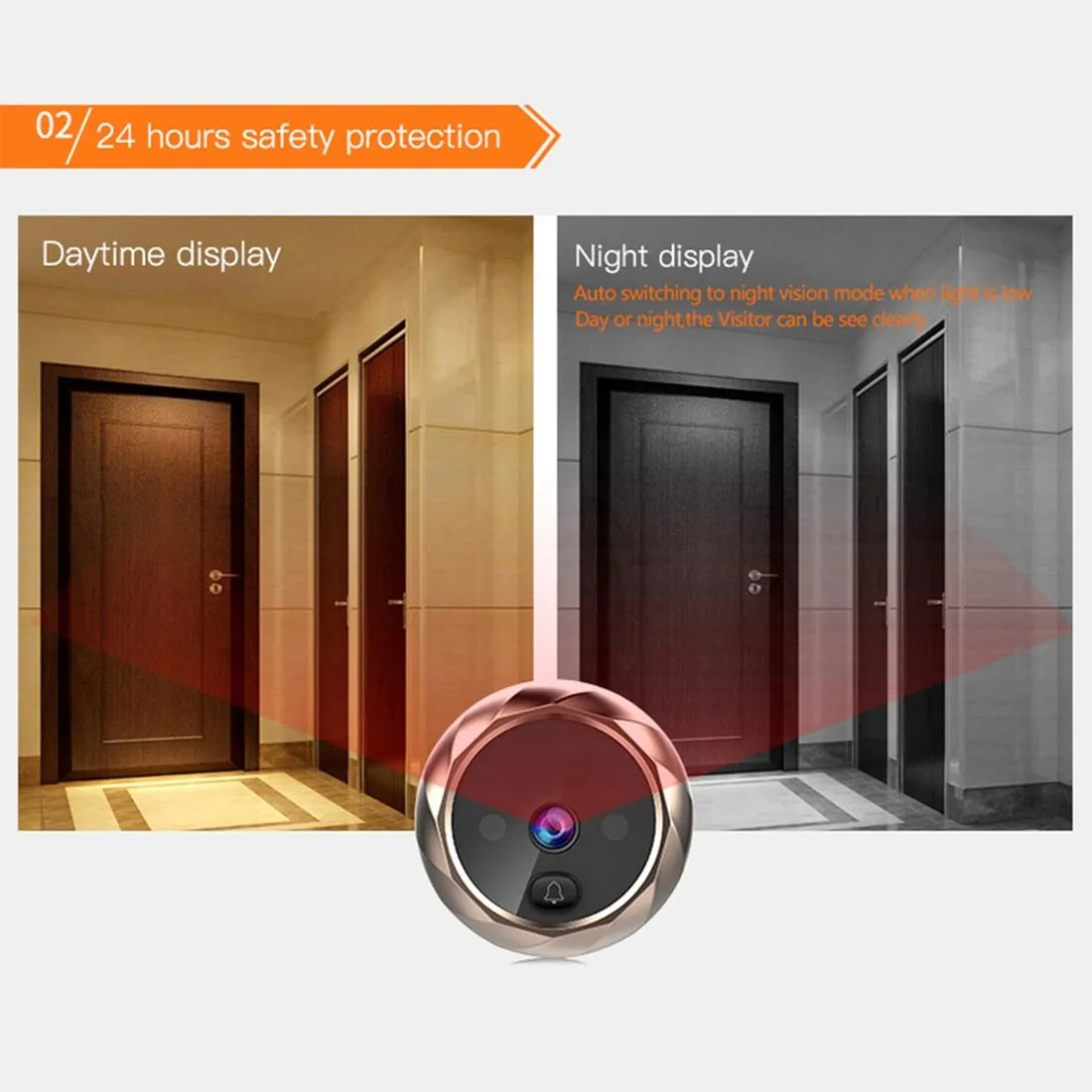 2.8" LCD Screen Cat Eye Doorbell with Night Vision | Gold