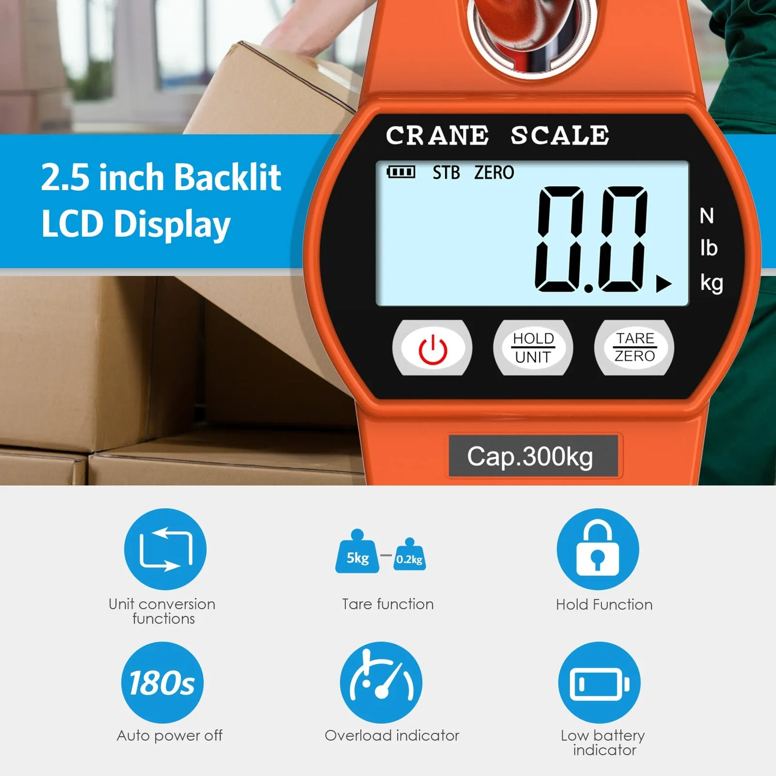 300kg Portable Hanging Hook Scale | Heavy Duty