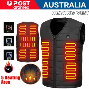3XL Electric Vest Heated Jacket | USB Thermal Warm Heat Pad | Winter Body Warmer | Unisex