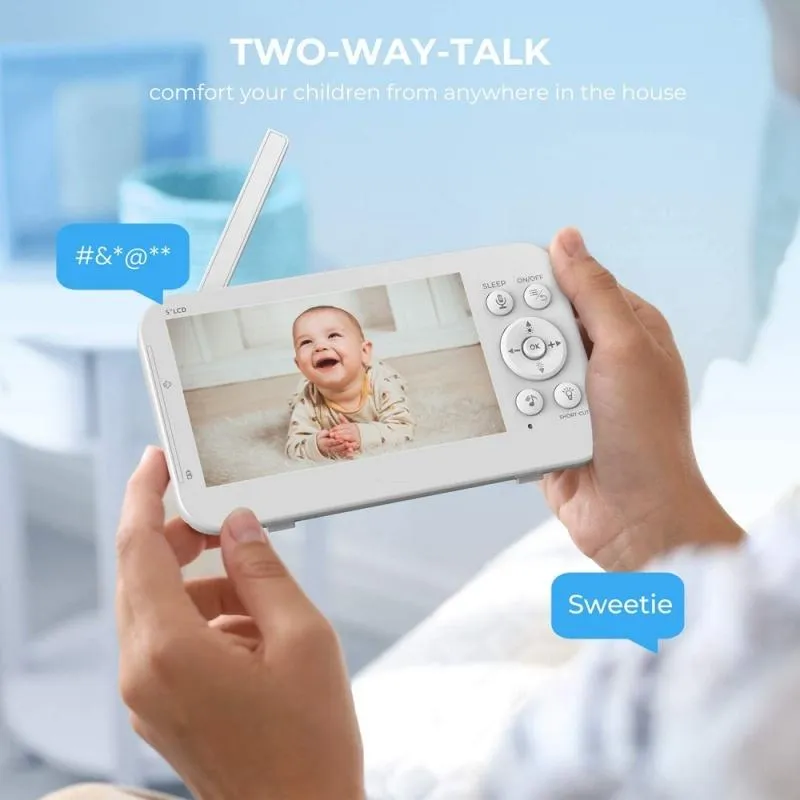 5-Inch Wireless Baby Monitor | Infrared Night Vision | Two-Way Intercom