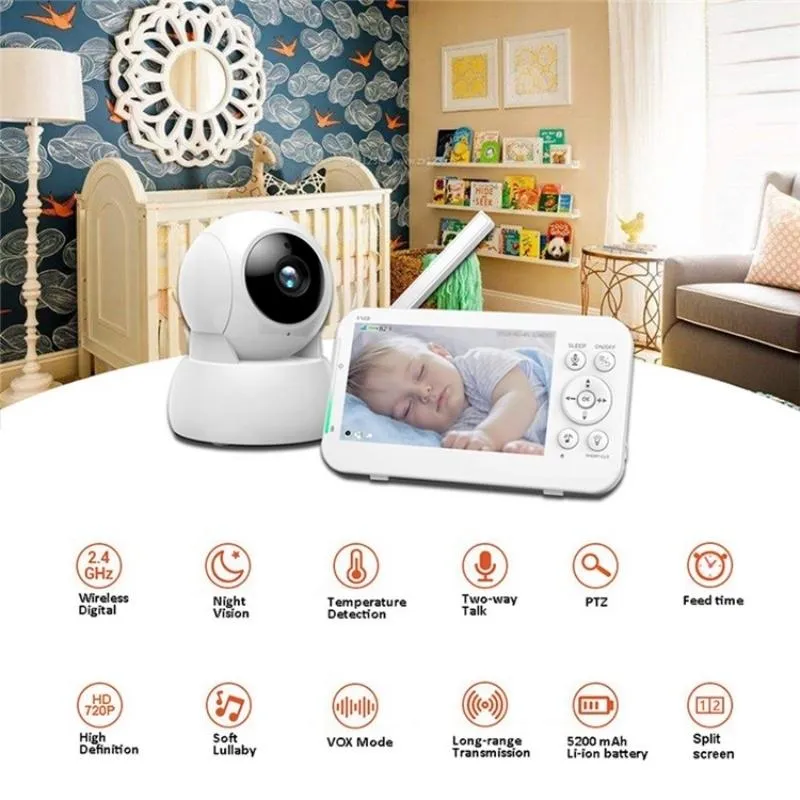 5-Inch Wireless Baby Monitor | Infrared Night Vision | Two-Way Intercom