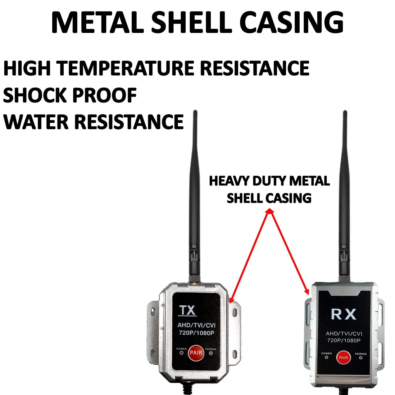 AHD Wireless Transmitter/Receiver for up to 1080P Wired Cameras
