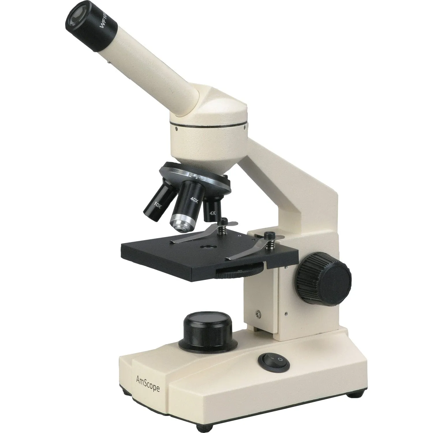 AmScope M100 Series Student Biological Field Monocular Compound Microscope 40X-1000X Magnification with LED Lighting and Slide Preparation Kit