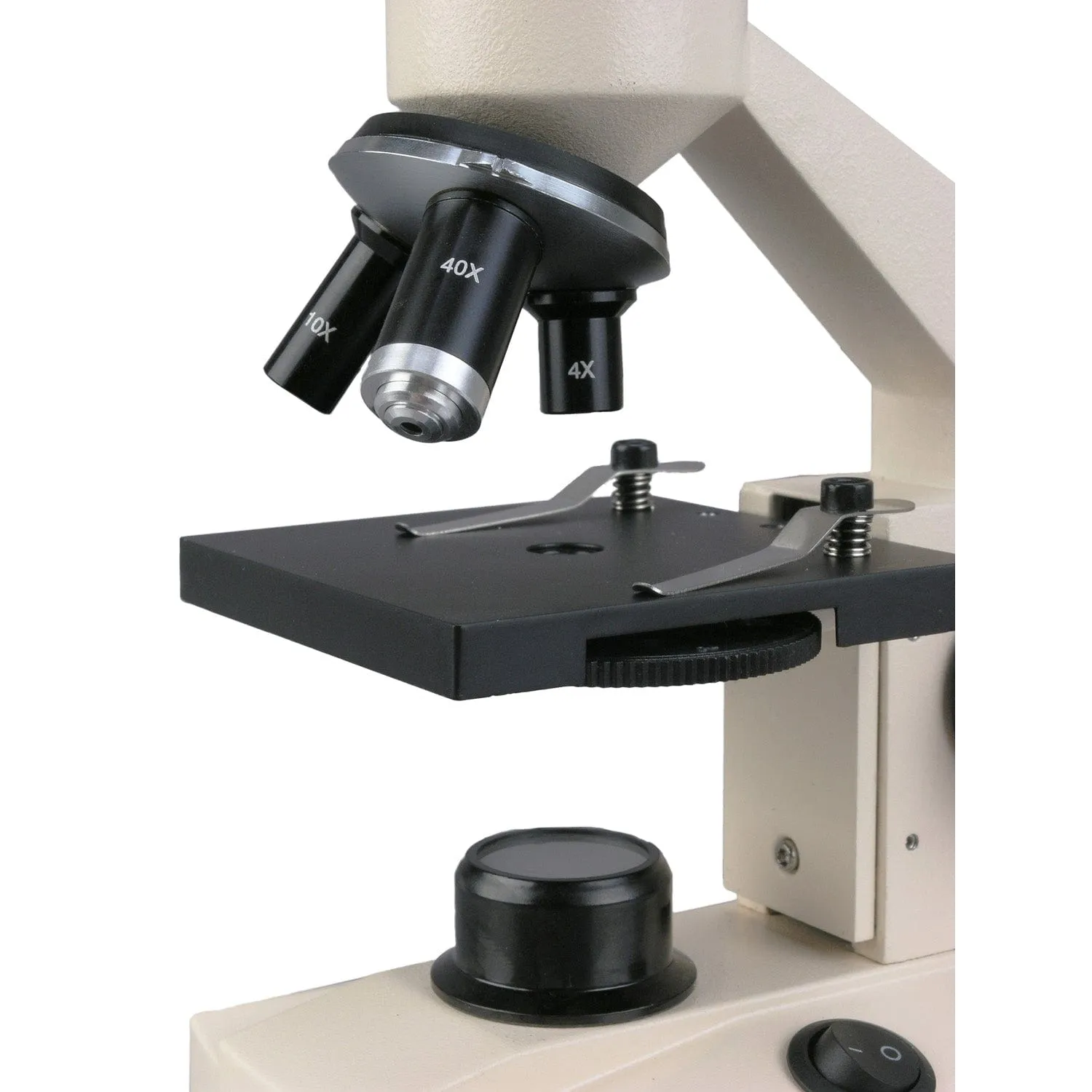AmScope M100 Series Student Biological Field Monocular Compound Microscope 40X-1000X Magnification with LED Lighting and Slide Preparation Kit