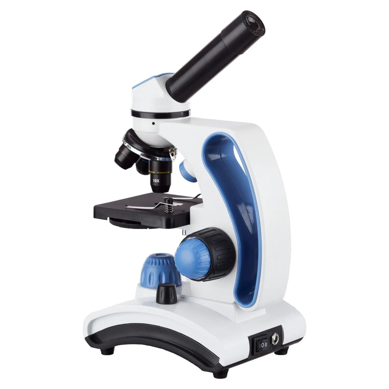 AmScope M162 Series Portable Dual Light Glass Lens Metal Frame Student Monocular Compound Microscope 40X-1000X Magnification with and Slide Kit