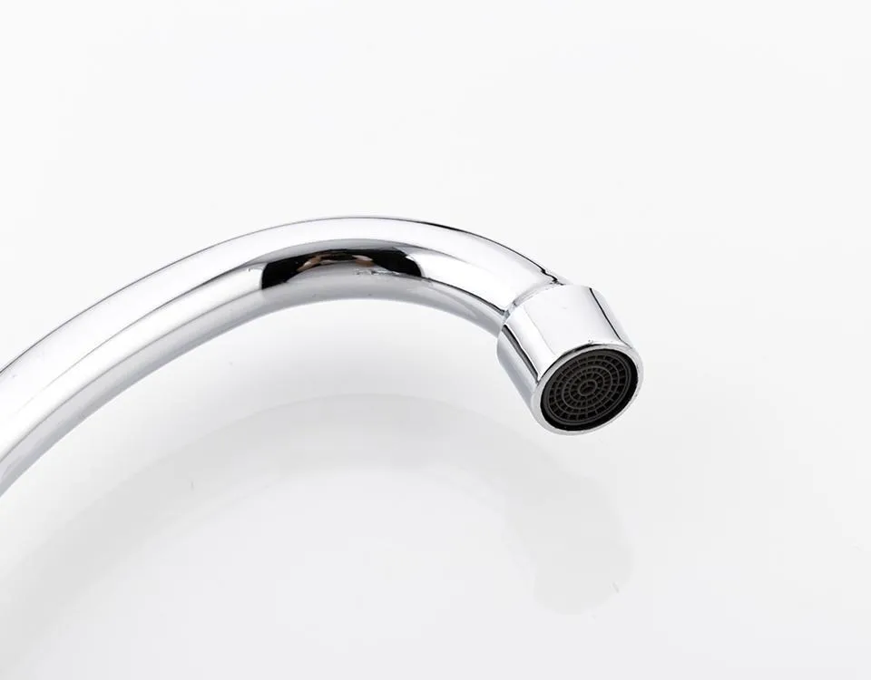 Deck Mounted Dual Handle 360 Degree Rotation Kitchen Faucet