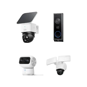 Dual Camera, SoloCam S340, Video Doorbell E340, Indoor Cam S350 with Floodlight Camera E340 Wired