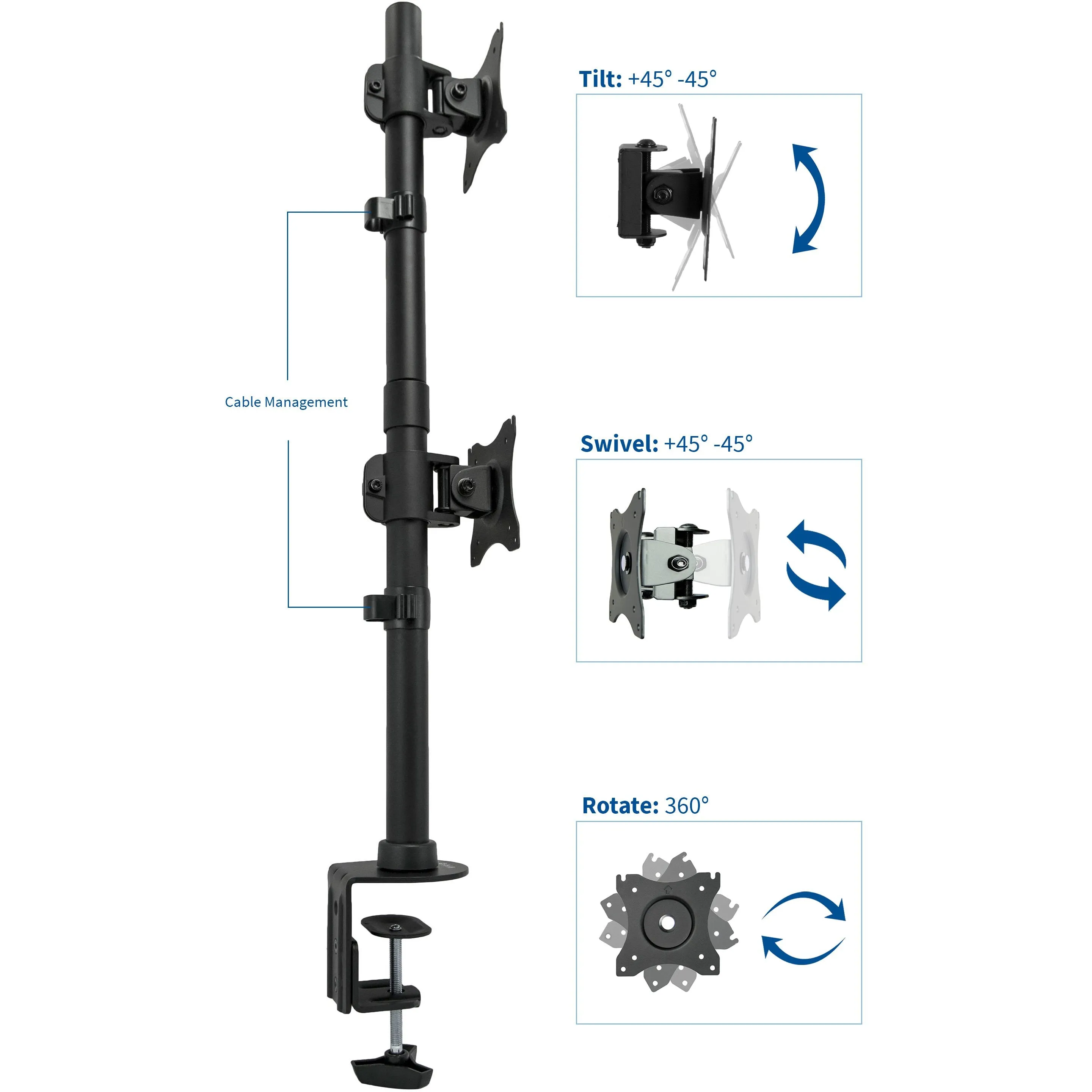 Dual Vertical Monitor Desk Mount