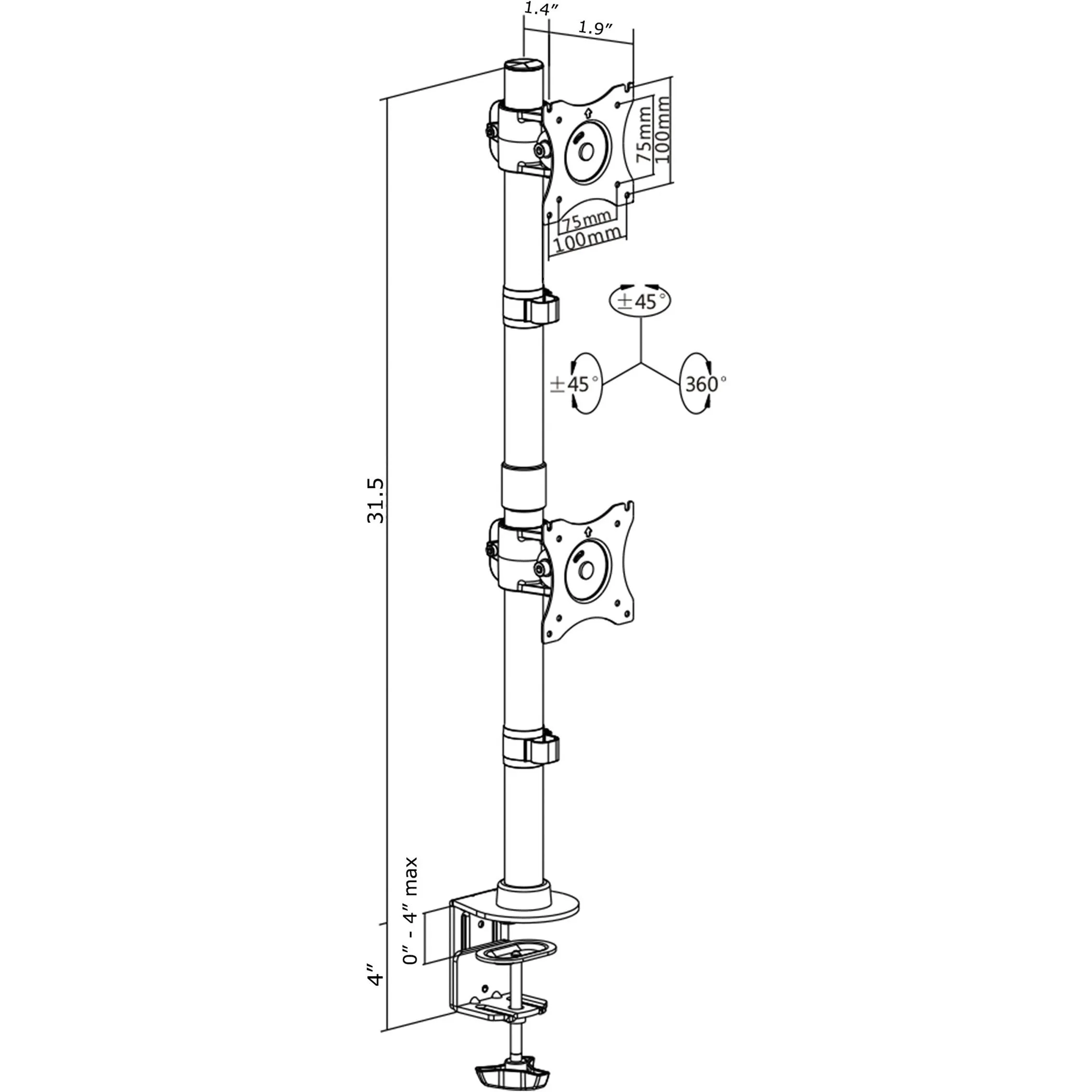 Dual Vertical Monitor Desk Mount