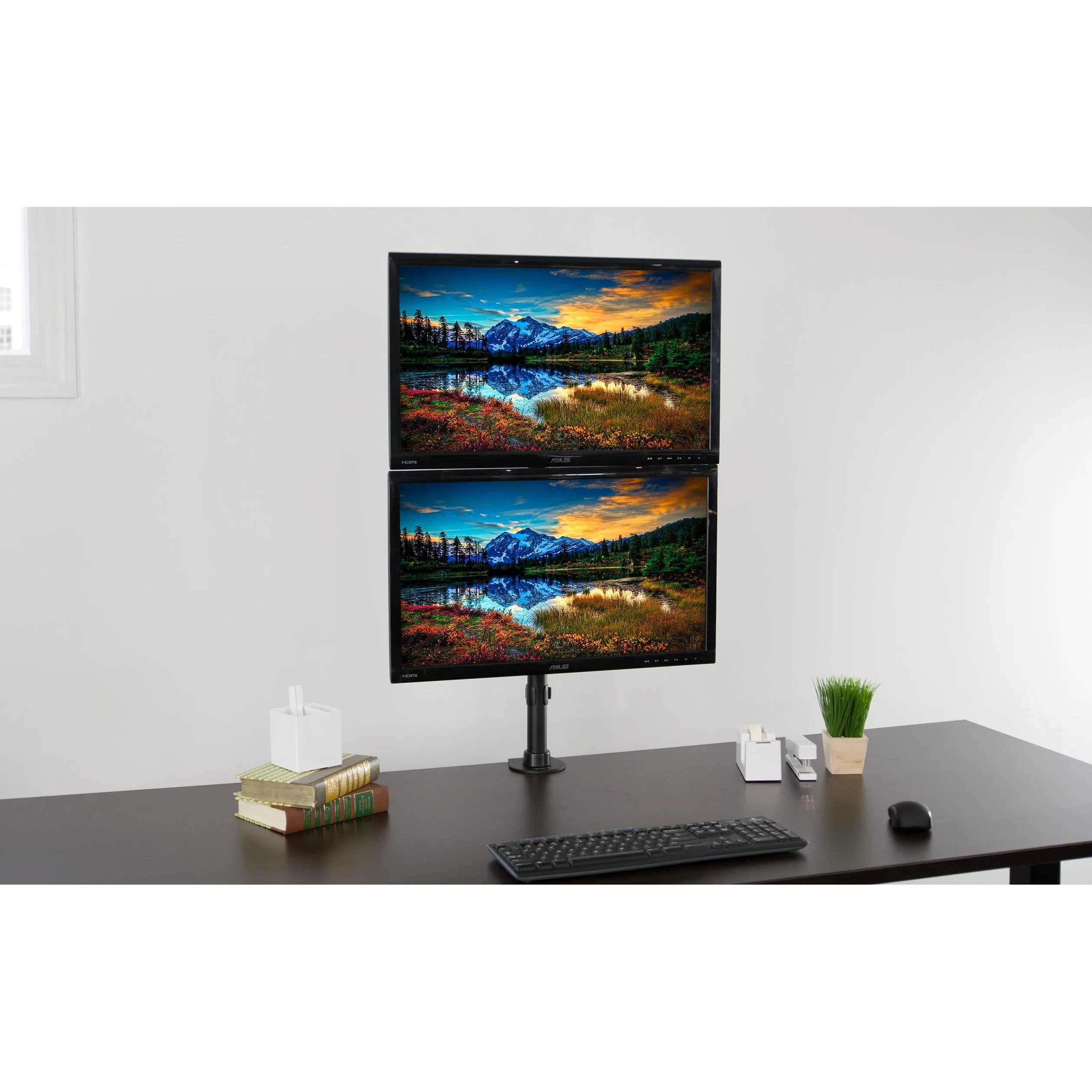 Dual Vertical Monitor Desk Mount