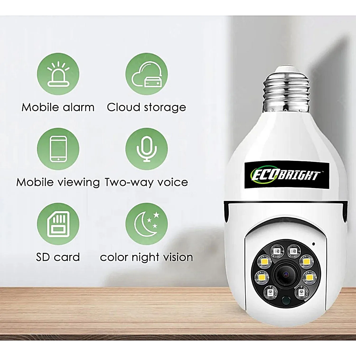 Eco-Bright Wifi Surveillance Light Bulb Camera