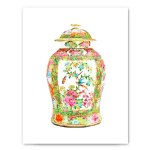 Famille Rose Ginger Jar Fine Art Print, Floral
