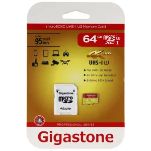 Gigastone 64GB Micro SD Card 95/35MB/s MicroSDXC Memory Card UHS-I U3 A1 V30