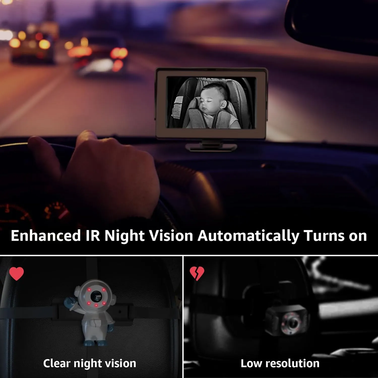 GROWNSY Baby Car Camera with Astronaut Lens