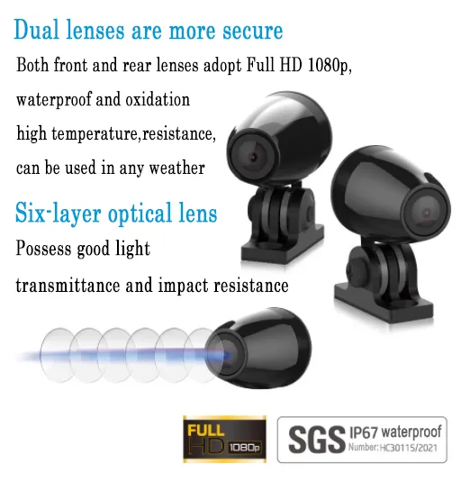 HP motorcycle dash cam HD1080P dual 136° lens Wifi waterproof dash cam motorbike - #M550