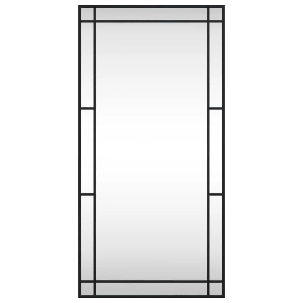 Le Caen | Black Geometric Grid Wall Mirror  19.7"x39.4" Rectangle Iron