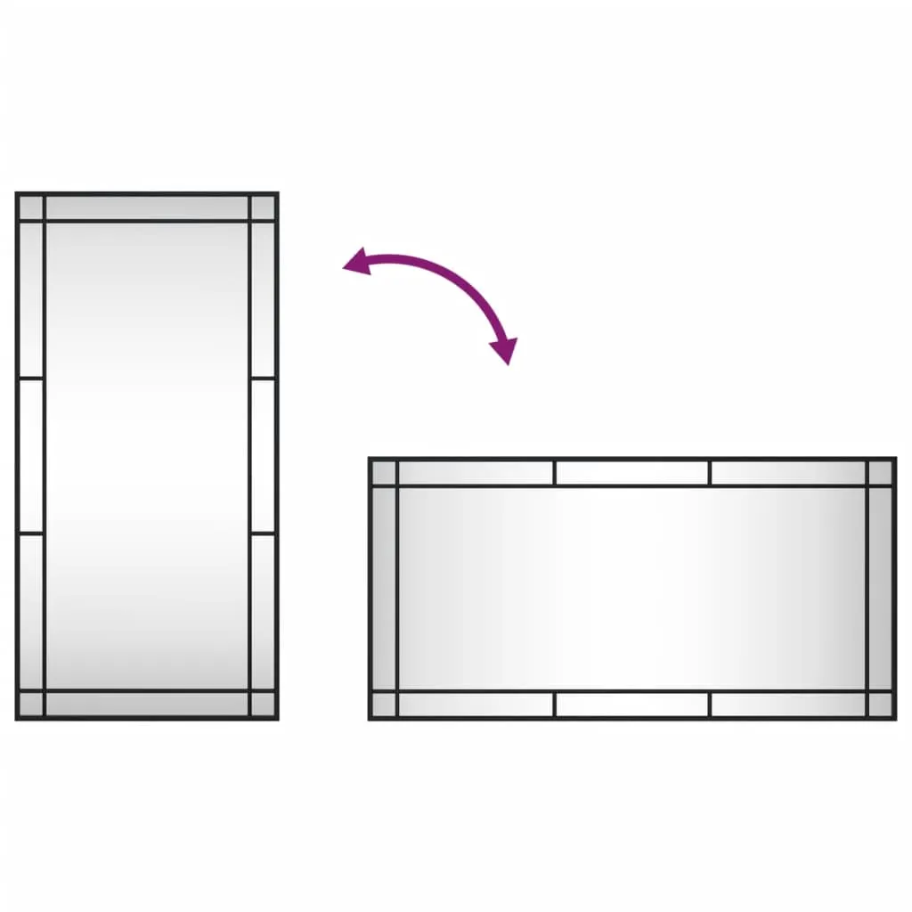 Le Caen | Black Geometric Grid Wall Mirror  19.7"x39.4" Rectangle Iron