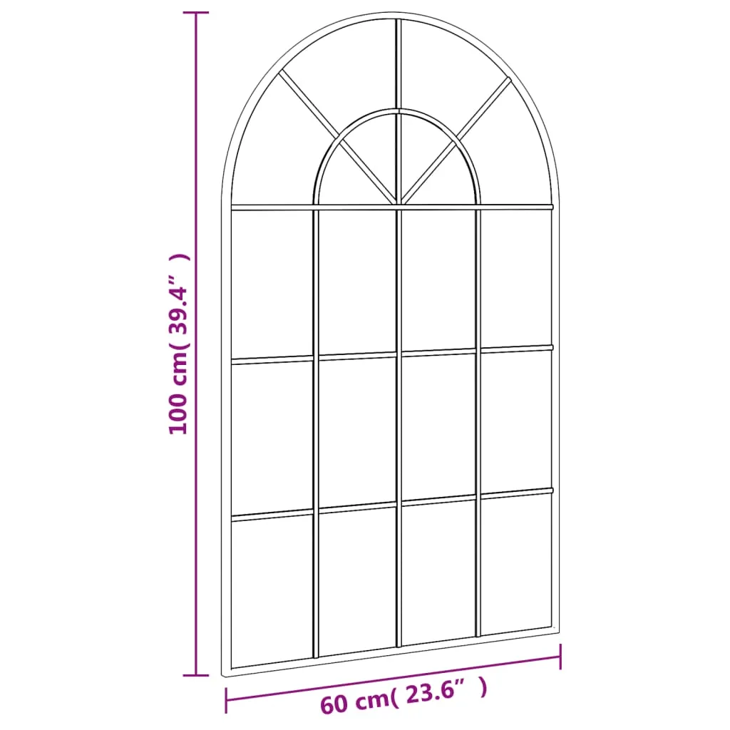 Le Caen | Large Black Arch Grid Wall Mirror 23.6"x39.4" Arch Iron