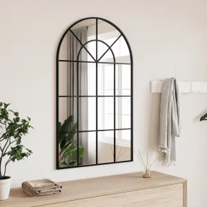 Le Caen | Large Black Arch Grid Wall Mirror 23.6"x39.4" Arch Iron