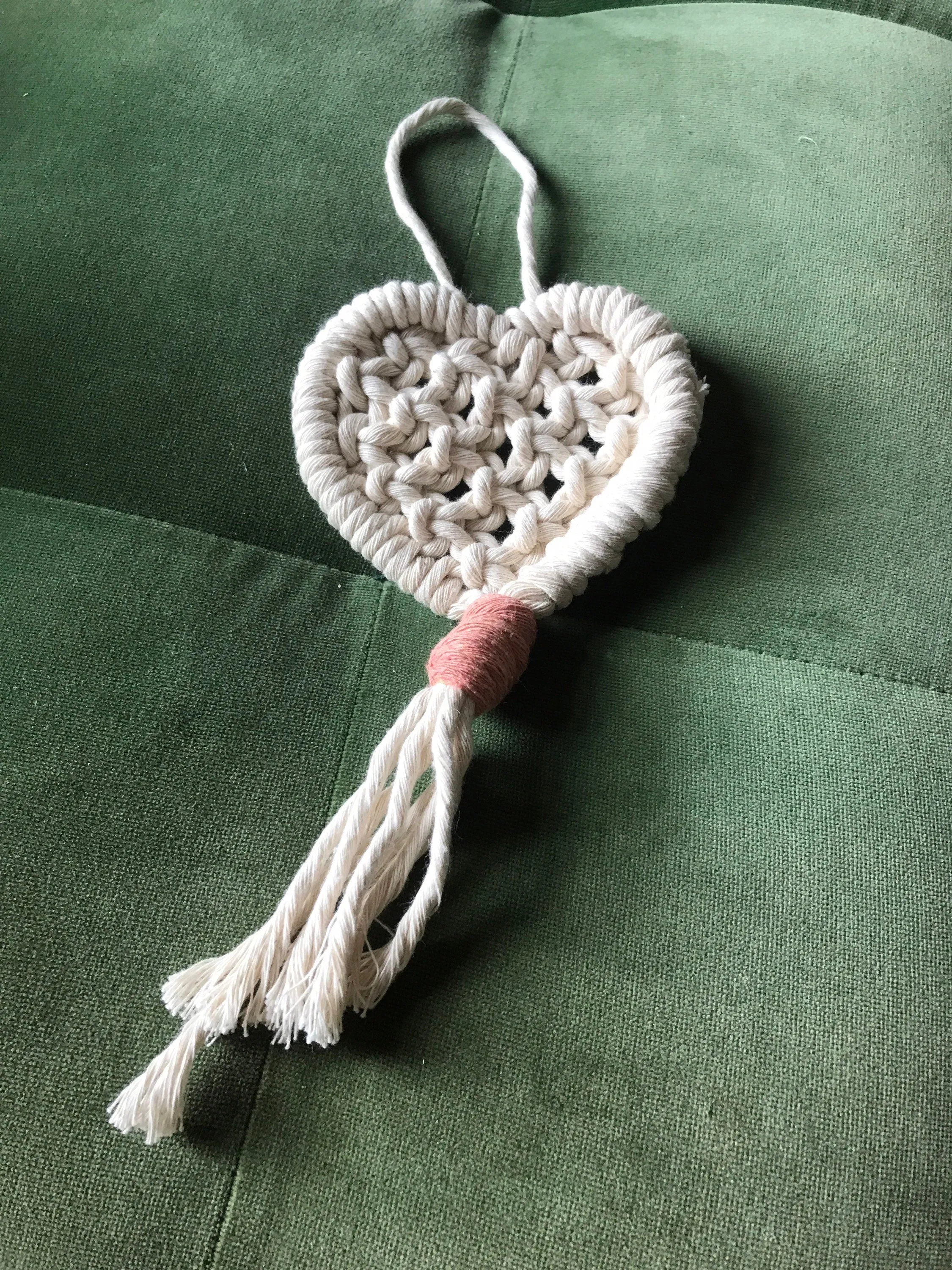 Macrame Heart Bag Charm/ Luggage Tag
