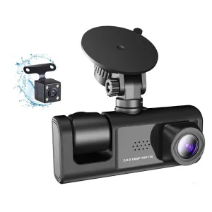 modern 3 Cameras Dash Cam Multi-Language Clear Car Rearview Mirror Car Video Recording Camcorder Wide Angle Car Camera Recorder WIFI Interconnection Auto Safety Driving Recorder