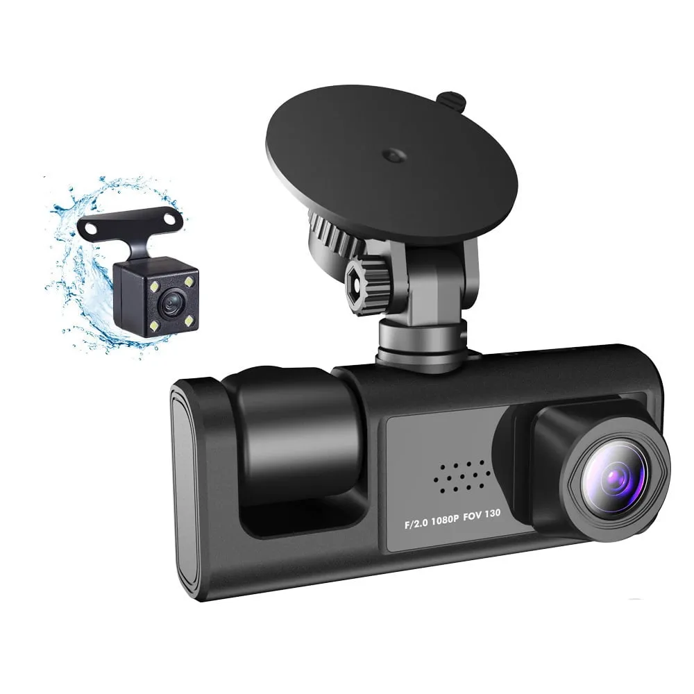 modern 3 Cameras Dash Cam Multi-Language Clear Car Rearview Mirror Car Video Recording Camcorder Wide Angle Car Camera Recorder WIFI Interconnection Auto Safety Driving Recorder