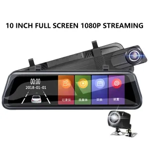 modern SRstrat Triple Mirror Dash Cam with Detached Front and in-Car Camera,Large Screen Streaming Driving Recorder Dual Channel High-definition 1080P Recorder Driving Recorder