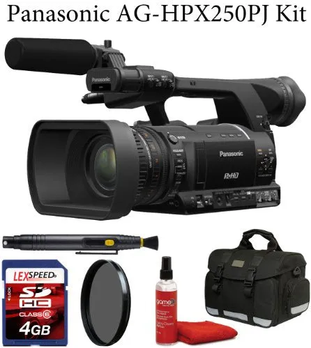 Panasonic AG-HPX250PJ 1/3" 2.2 megapixel P2 Handheld Camcorder   Deluxe Case   Air Blower   Lens Cleaning Brush Bundle
