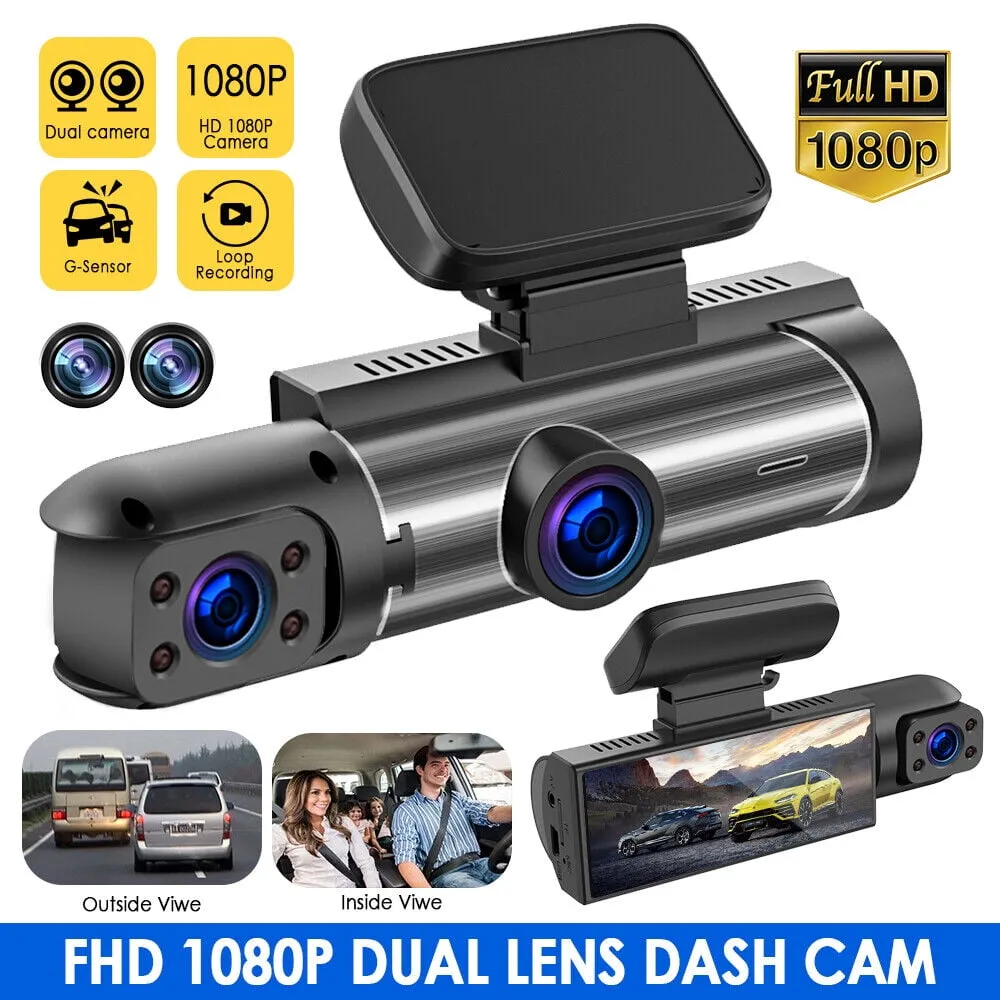 premium Dash Cam 3.16-inch Dual-lens Driving Recorder Front Inside Camera GWide-angle Car Dvr