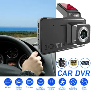 premium Dash Cam 4" 1080P HD Car Driving Recorder Dual Lens Front and Rear Night Vision