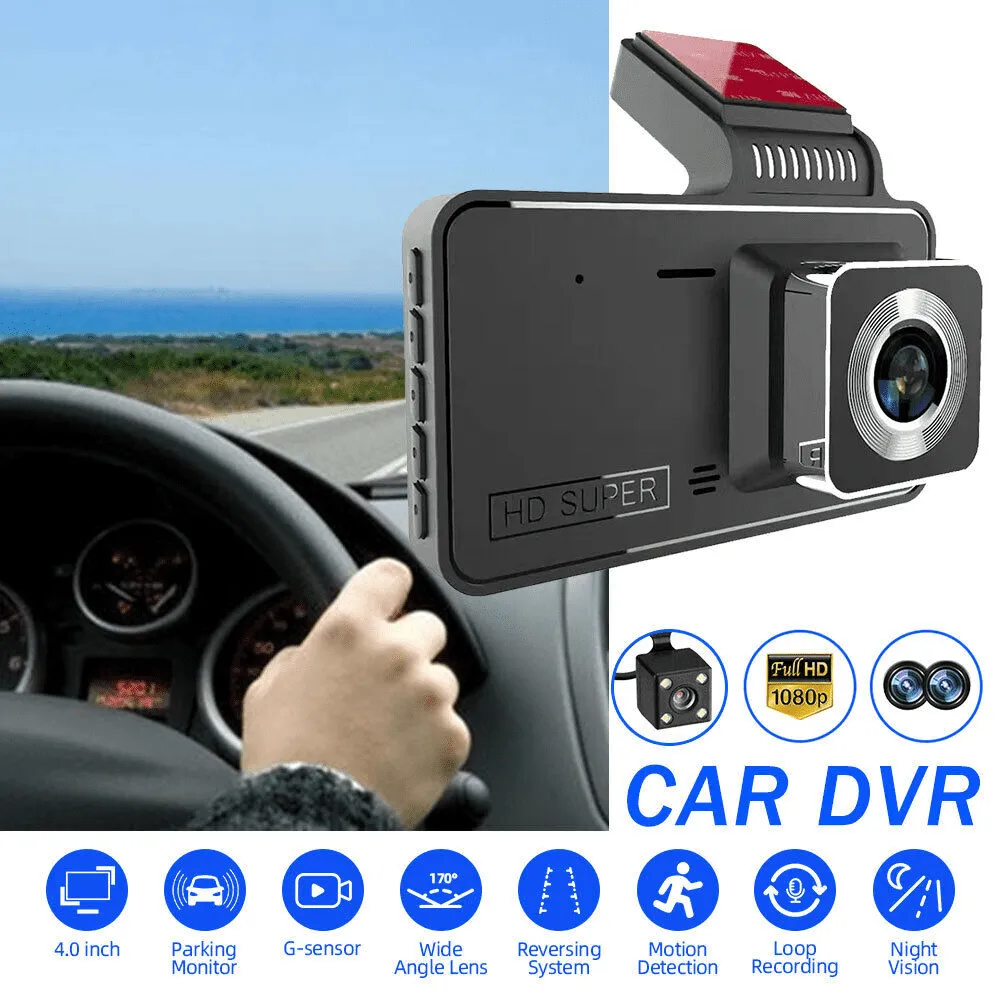 premium Dash Cam 4" 1080P HD Car Driving Recorder Dual Lens Front and Rear Night Vision