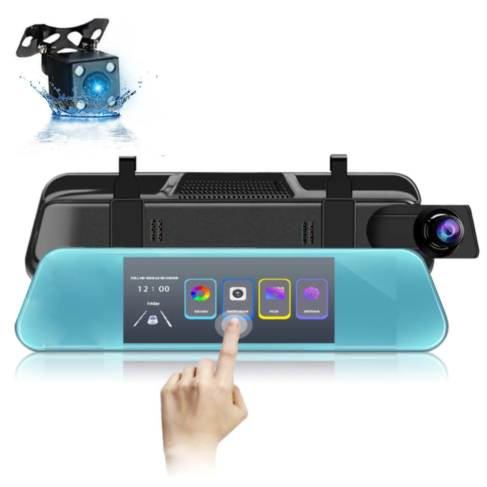 relaxed 5.5'' 1080P Car Mirror Dash Cam DVR Rearview Camera Dual Lens IPS Screen Night Vision Drive Video Recorder Black