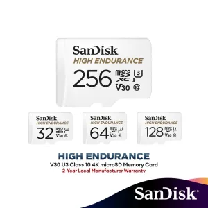 SanDisk High Endurance 100MB/s MicroSD Card with Adapter (32GB/64GB/128GB/256GB) Perfect for Dash Cam or Home Monitoring System