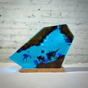 Solid Wood Epoxy Resin Deep Sea World Small Night Lamp