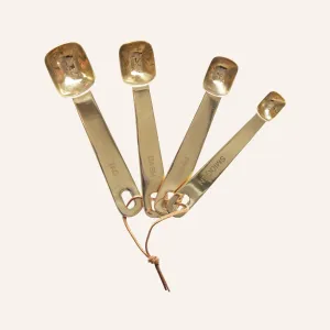Square Measuring Spoons With Leather Tie