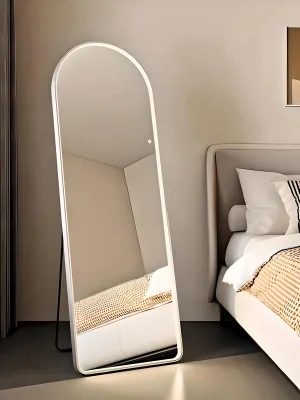 Stunning Half Round LED Metal Standing Mirror