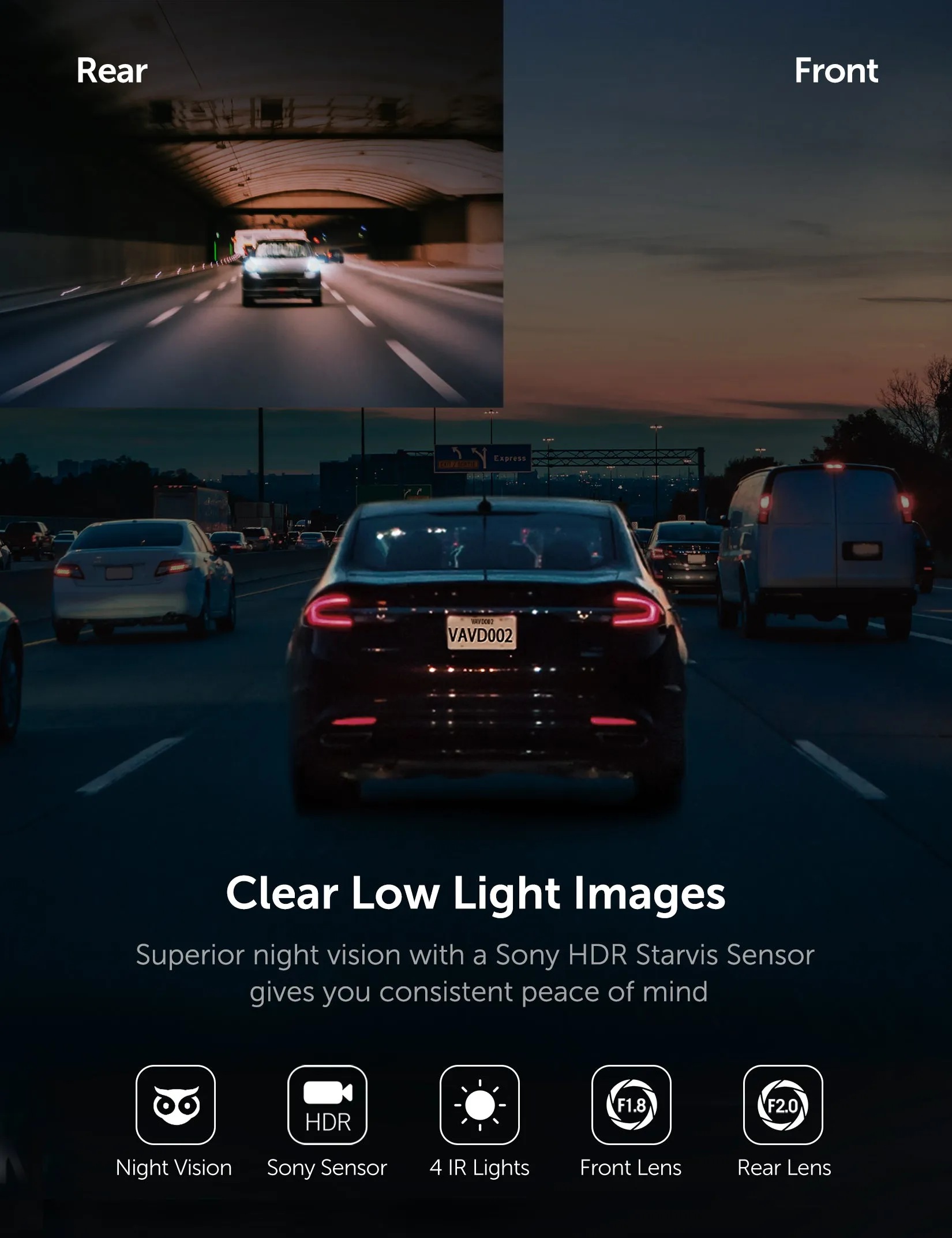 VAVA 1080P Dual Dash Cam