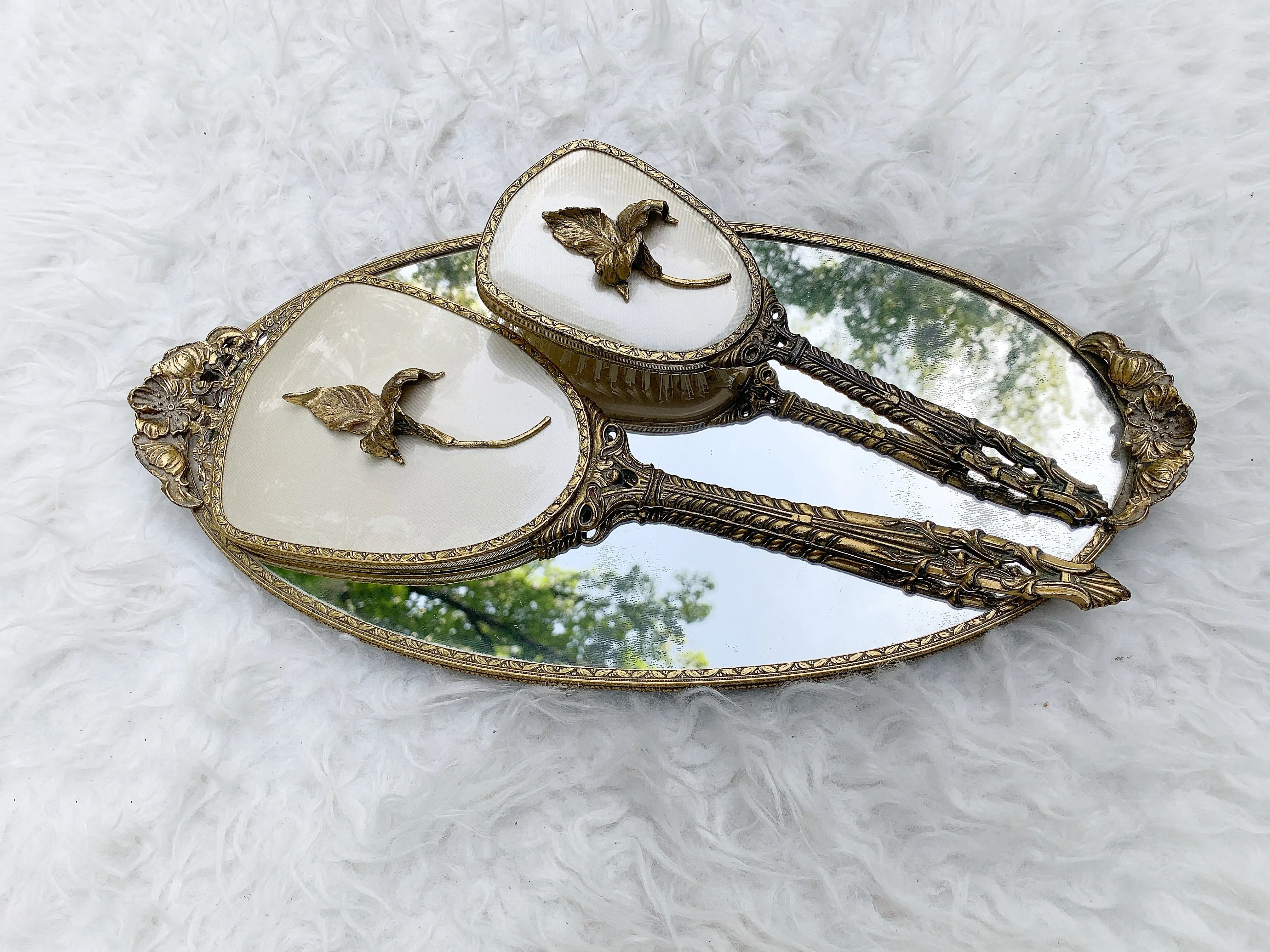 Vintage Dogwood Vanity Mirror