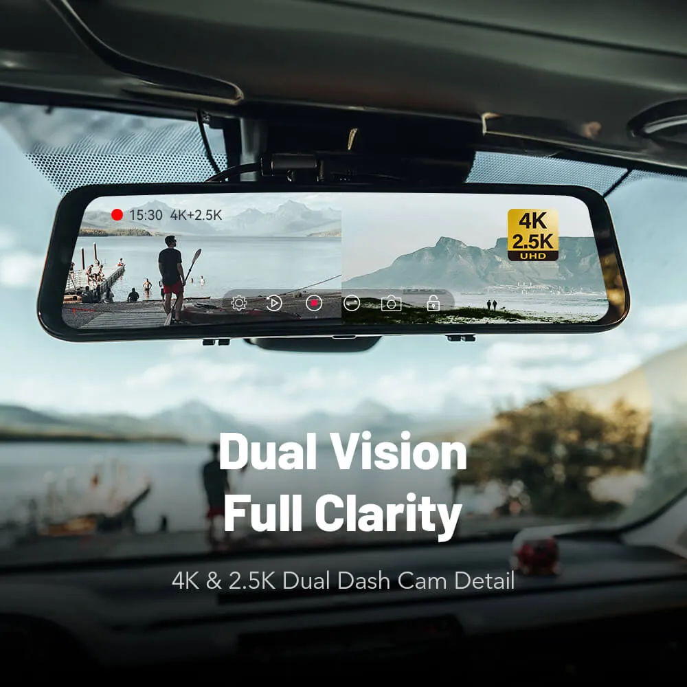 WOLFBOX G900 4K 2.5K Touch Screen Parking Monitoring Dash Cam Smart Mirror