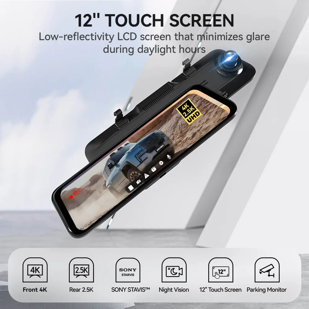 WOLFBOX G900 4K 2.5K Touch Screen Parking Monitoring Dash Cam Smart Mirror