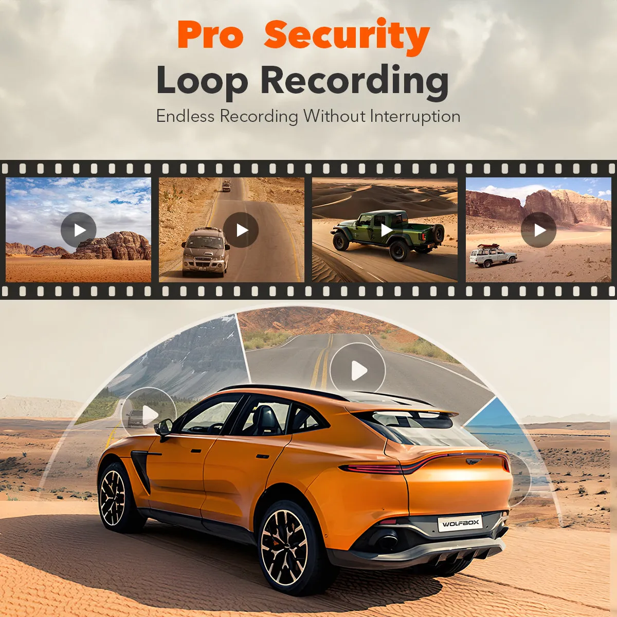WOLFBOX G900Pro 12MP WiFi Smart Touch Screen Rear View Mirror Dash Cam